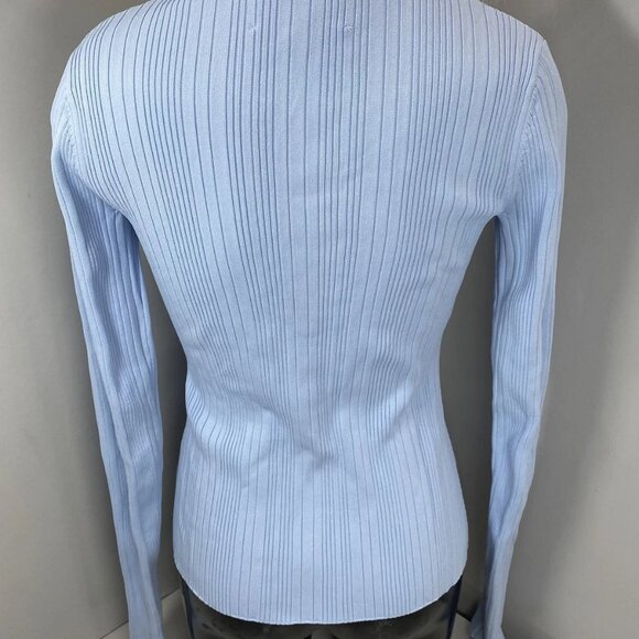 NEW CARA CARA Women's Knit Top Sky Blue Size S Belleport Ribbed V-Neck Shirt - Picture 6 of 8